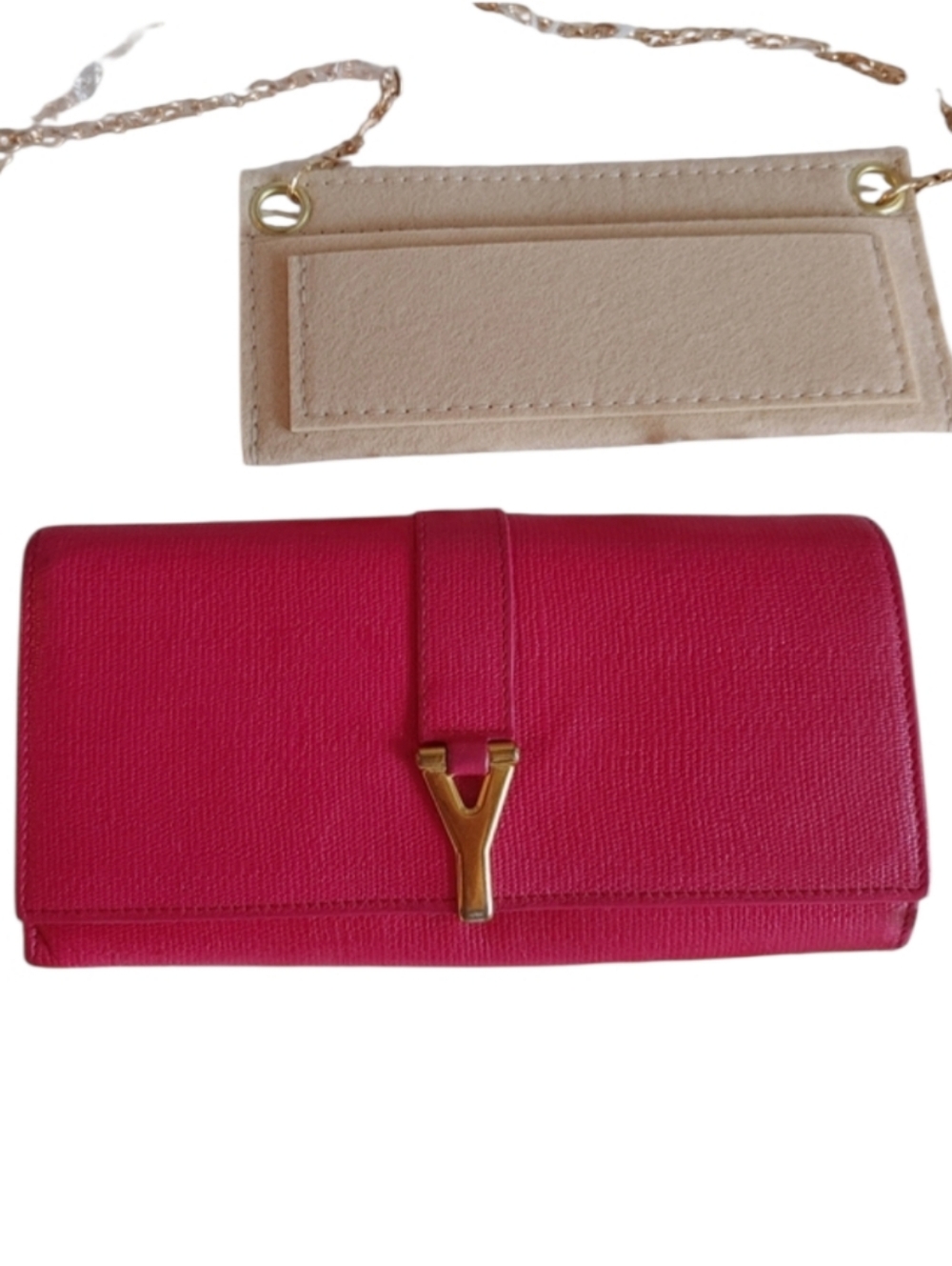 Yves Saint Laurent Pink Leather Long Wallet/WOC